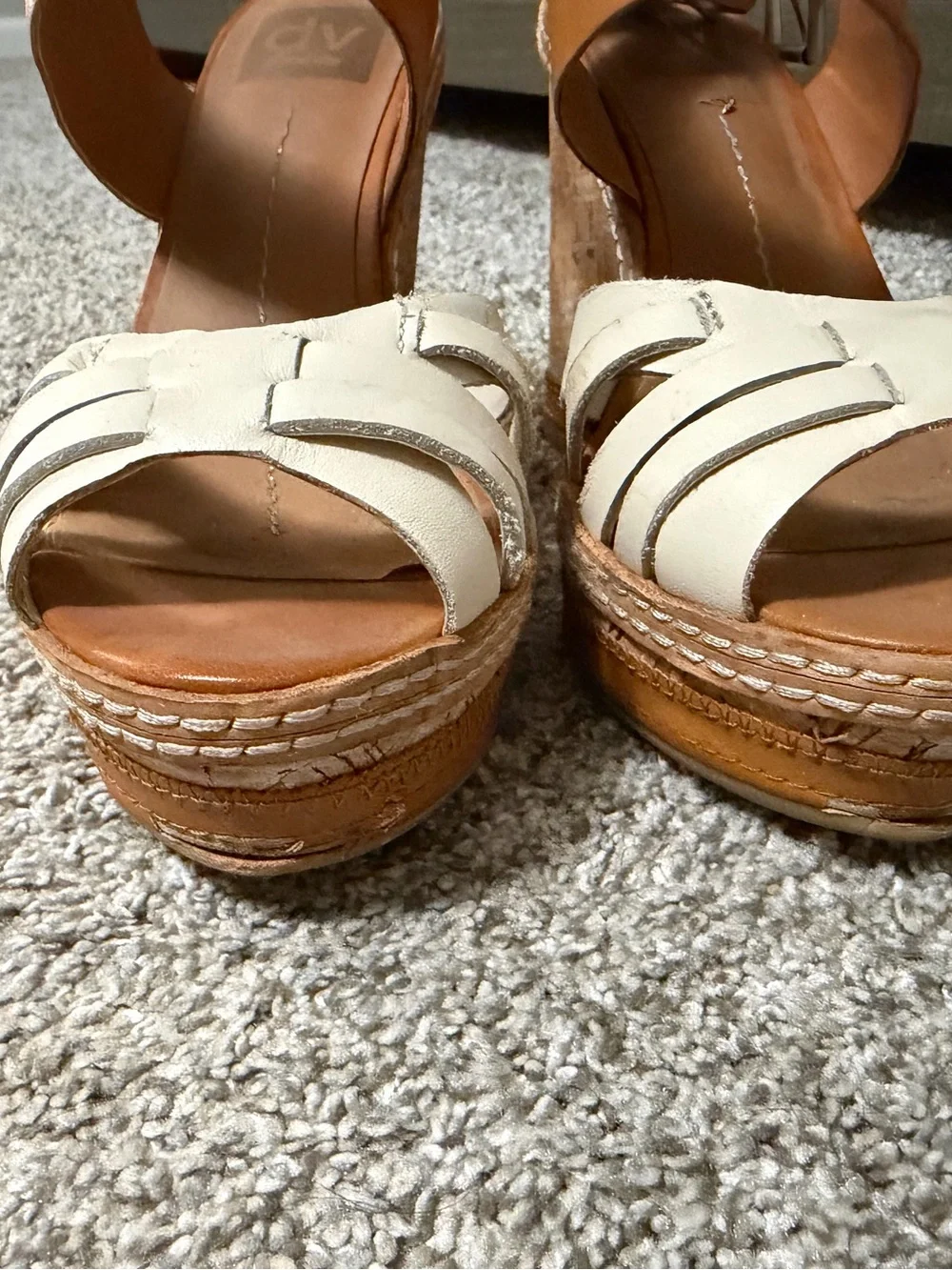 Dolce Vita Tan and Cream Wedge Sandals